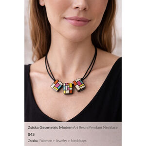 Zsiska Geometric Modern Art Resin Pendant Necklace